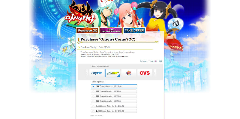 Onigiri checkout by Paymentwall for CyberStep